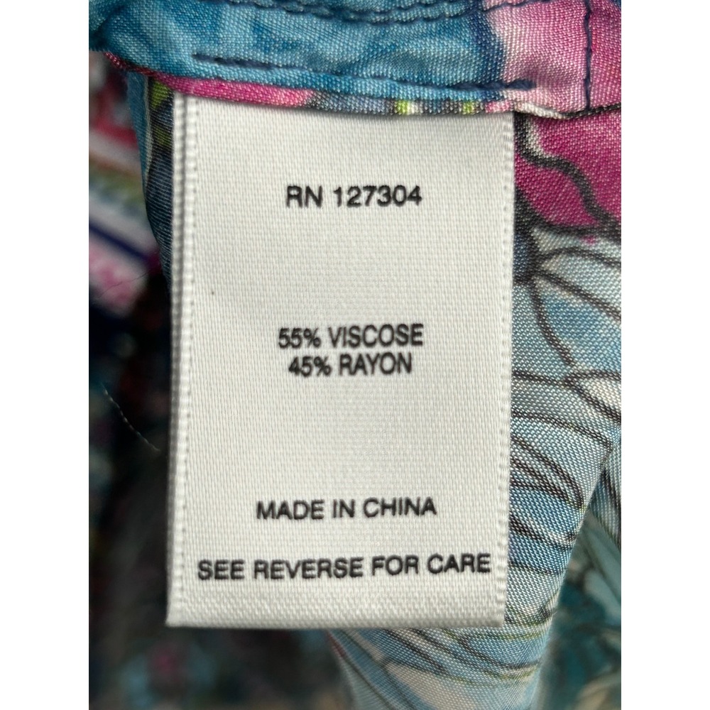 JOHN MARK Patchwork Blue Floral Print Button Up S… - image 4